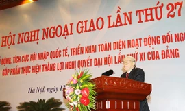 Tổng Bí thư Nguyễn Phú Trọng phát biểu tại Hội nghị	Ảnh: TTXVN