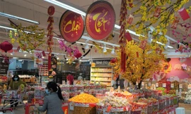 Nhiều mặt hàng tết đã lên kệ sẵn phục vụ Tết Nguyên đán 2022.