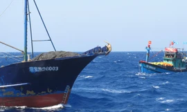 Tàu Trung Quốc liên tục đe dọa, tấn công, cảm tử tàu cá Việt Nam tại ngư trường truyền thống Hoàng Sa của Việt Nam. ảnh: N.C