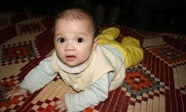 Bé Tùng Anh ở chùa Bồ Đề