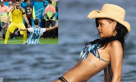 Rihanna cũng quan tâm đến thủ môn Romero. 