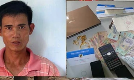 Đối tượng và tang vật bị thu giữ.