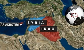 Các chiến đấu cơ Anh mất khoảng hai giờ để bay từ căn cứ Akrotiri ở đảo Síp tới Iraq. Đồ họa: SkyNews