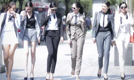 Ngọc Trinh cùng dàn mẫu diện vest dạo phố 