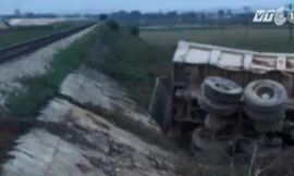 Hiện trường vụ tai nạn. Ảnh cắt từ clip