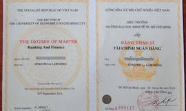 Bằng thạc sĩ giả được làm với giá 5 triệu đồng.