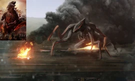 Tạo hình của Godzilla (trái) và quái vật Muto trong phim.