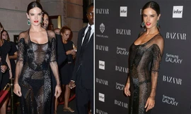 Siêu mẫu Brazil lấp ló thân ngọc với váy trong veo