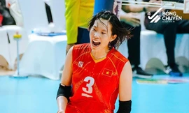 Thanh Thúy và các đồng đội thi đấu lấn lướt trước Mông Cổ.