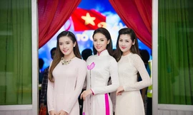 Kỳ Duyên, Huyền My xinh đẹp trong tà áo dài trắng 