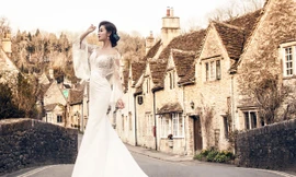 Huyền My mặc váy cưới làm cô dâu xinh đẹp