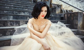 Trà Giang khoe vòng một nóng bỏng với váy cưới