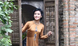 Á hậu Huyền My đẹp nền nã với áo dài du xuân