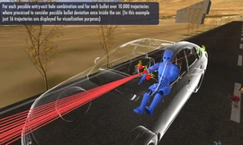  Phân tích mô hình 3D của các lỗ đạn chỉ ra rằng tất cả các phát bắn đều đến từ phía sau của một chiếc xe bán tải ở bên đường.