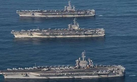 Ba siêu tàu sân bay lớp Nimitz trong một lần tập trận gần Triều Tiên (Nguồn: Hải quân Mỹ)