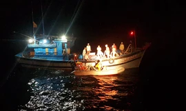 Vượt biển đêm cứu 8 ngư dân trên tàu cá gặp nạn