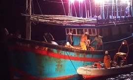 Trắng đêm cứu thuyền viên nguy kịch trên vùng biển Hoàng Sa