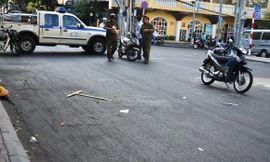 Hiện trường nơi anh Hòa bị đâm được công an phong tỏa