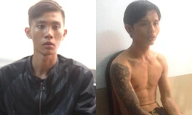 Bộ đôi tại cơ quan điều tra. Ảnh: Quốc Thắng.