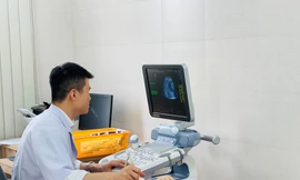 Kiểm tra tình trạng thai nhi cho sản phụ Q. Ảnh: Bệnh viện cung cấp