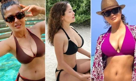 'Bom gợi cảm' Salma Hayek gợi cảm 'rực lửa' ở tuổi 55