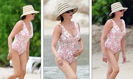 Vợ 'ông trùm giải trí' Simon Cowel tròn đầy nóng bỏng ở biển 