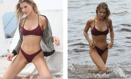 Joy Corrigan trình diễn bikini ở biển phô đường cong 'rực lửa'
