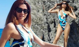 Mỹ nhân Hollywood 'bốc lửa' với áo tắm xẻ ngực sâu hút