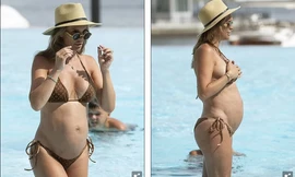 Cựu Hoa hậu Anh diện bikini khoe bụng bầu 'vượt mặt' 