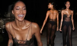 Siêu mẫu Jourdan Dunn mặc xuyên thấu táo bạo đi sự kiện
