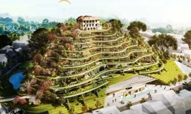 Mô hình Dinh tỉnh trưởng và tổ hợp khách sạn cao tầng phía dưới