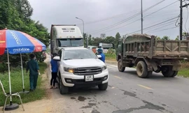 Một chốt kiểm tra phòng dịch COVID-19 trên địa bàn Lâm Đồng