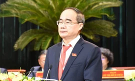 Ông Nguyễn Thiện Nhân phát biểu trong phiên làm việc trù bị Đại hội Đảng bộ TPHCM khóa XI sáng 14/10