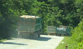 'Hung thần xa lộ' chở đầy ắp đá nghênh ngang từ tỉnh lộ ra quốc lộ