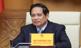 Thủ tướng Phạm Minh Chính tại cuộc tiếp Đại sứ Trung Quốc Hà Vĩ. (Ảnh: VGP)