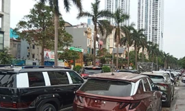 Hà Nội: Ô tô xếp hàng dài trên đường chờ đăng ký