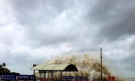 Bão lớn gây lở đất ở thành phố Sán Vĩ, tỉnh Quảng Đông