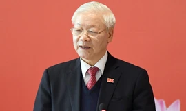 Tổng Bí thư, Chủ tịch nước Nguyễn Phú Trọng chủ trì họp báo quốc tế. (Ảnh: Như Ý)