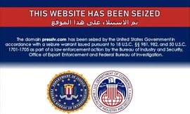 Giao diện của Presstv.com chỉ hiển thị thông báo tên miền bị tịch thu