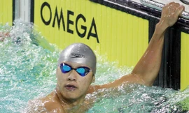 Kình ngư Hoàng Quý Phước ghi tên vào lịch sử bơi lội VN với 2HCV trong một kỳ SEA Games Ảnh: Anh Nhật