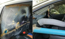 Đón con trở về từ Ý, người cha tự "chế" buồng cách ly COVID-19 ngay trên ô tô