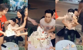 Trò đùa gây tranh cãi: Úp bánh sinh nhật lên mặt “khổ chủ”, tưởng vui mà lại nguy hiểm