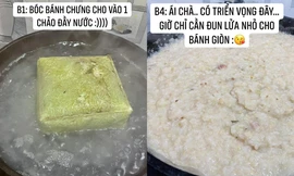 Cô gái làm món bánh chưng chiên nước lọc giống trên mạng, nhìn thành quả ai cũng bàng hoàng