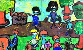 Các bạn tween thi vẽ tranh về phòng chống dịch bệnh Covid-19