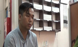 Nghi can Nhân tại cơ quan điều tra. Ảnh CA cung cấp