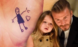 Beckham tự hào khoe hình xăm Harper thiết kế