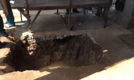 Khu vực phát hiện quan tài nghi mộ cổ.