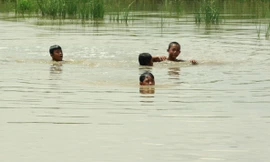 Trẻ em nông thôn tắm ao, hồ