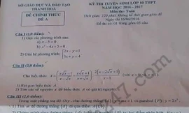 Hướng dẫn giải đề thi môn Toán lớp 10 tỉnh Thanh Hóa