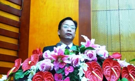 Ông Hoàng Văn Nghiệm phát biểu nhậm chức. 